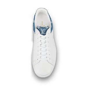 LOUIS VUITTON 路易威登 男鞋运动鞋花卉凹纹图案橡胶鞋底小牛皮拼接斜纹布材质 1A45T9 白色 9.5