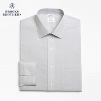 Brooks Brothers/布克兄弟男士20秋新府绸棉免烫细格纹长袖衬衫 0007-灰色 16/35