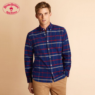 Brooks Brothers/布克兄弟男士20秋新棉质格纹设计logo款衬衫休闲 B465-深蓝色 XS