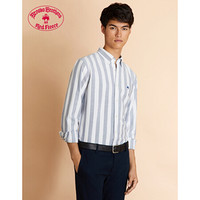 Brooks Brothers/布克兄弟19秋冬新品男士条纹牛津纺棉质长袖衬衫 B475-条纹蓝白 S