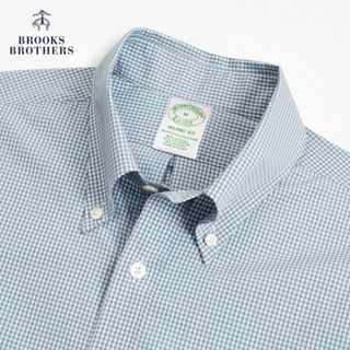 Brooks Brothers/布克兄弟男士20春新细格纹设计长袖修身衬衫 4003-蓝色 L