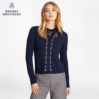 Brooks Brothers/布克兄弟女士20秋新条纹缎带装饰针织衫 4004-藏青色 XL
