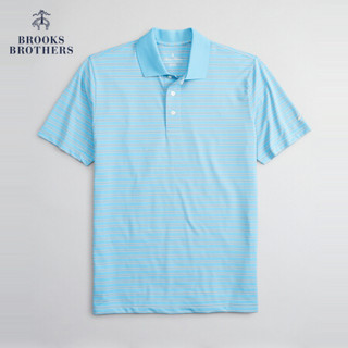 Brooks Brothers/布克兄弟男士微弹条纹设计短袖Polo衫 B465-蓝色 XS