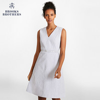 Brooks Brothers/布克兄弟女士20秋新泡泡纱V领条纹设计连衣裙 B475-浅蓝色 0P