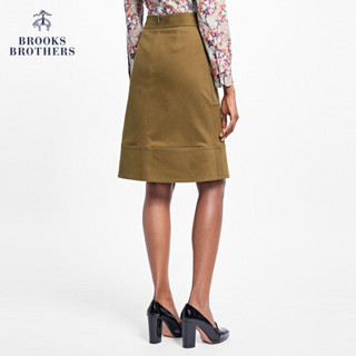 Brooks Brothers/布克兄弟女士棉质混纺大口袋设计A字裙半身裙 B345-军绿色 6