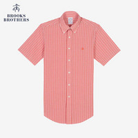 Brooks Brothers/布克兄弟泡泡纱小格子休闲短袖衬衫1000046005 B835-桔色 XS