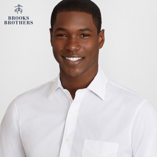 Brooks Brothers/布克兄弟男士斜纹免烫长袖正装衬衫商务通勤 1001-白色 16/32