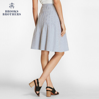 Brooks Brothers/布克兄弟女士微弹泡泡纱面料条纹半身裙微褶休闲 B475-蓝色 2