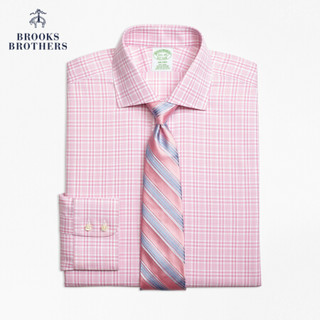 Brooks Brothers/布克兄弟男士Supima棉免烫格纹设计长袖正装衬衫 6006-粉色 15/H/3