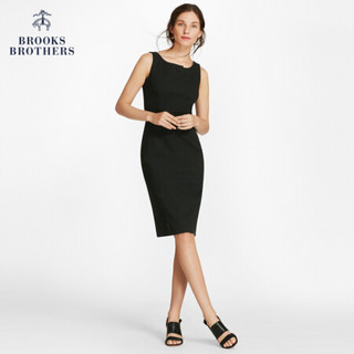 Brooks Brothers/布克兄弟女士棉质混纺微弹无袖修身连衣裙 0004-黑色 2