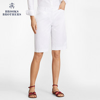 Brooks Brothers/布克兄弟女士棉质混纺微弹简约直筒短裤休闲裤 1001-白色 12