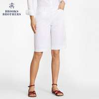 Brooks Brothers/布克兄弟女士棉质混纺微弹简约直筒短裤休闲裤 1001-白色 6