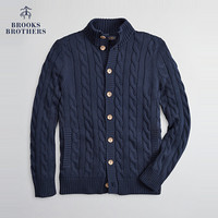 Brooks Brothers/布克兄弟男士20秋新Supima棉复古麻花纹毛衣开衫 4004-藏青色 M