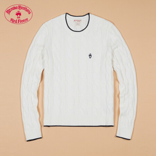 Brooks Brothers/布克兄弟女士20冬新编织花纹撞色logo款圆领毛衣 1001-白色 M