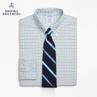 Brooks Brothers/布克兄弟男士牛津纺格纹设计修身长袖正装衬衫 B115-藏青格纹 16/H/5