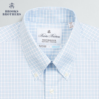 Brooks Brothers/布克兄弟男士20秋新Supima棉免烫修身细格纹衬衫 4000-浅蓝色 15/33