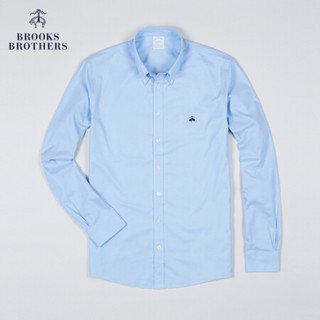 Brooks Brothers/布克兄弟男士府绸棉微弹免烫logo款长袖衬衫修身 4000-浅蓝色 L