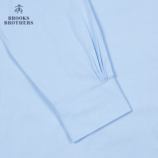 Brooks Brothers/布克兄弟男士府绸棉微弹免烫logo款长袖衬衫修身 4000-浅蓝色 L