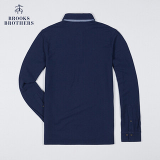 Brooks Brothers/布克兄弟男士21秋新品长袖logo款针织衫Polo衫 4004-藏青色 M