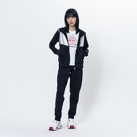 Champion冠军春夏新款女式草写小C Logo拉链连帽运动套装夹克裤子 黑色 XL