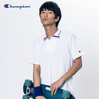 Champion冠军春夏新款男士双色条纹运动Polo衫 白色 XL