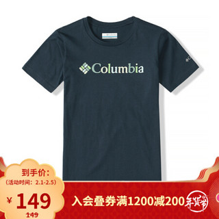 Columbia哥伦比亚户外21春夏新品儿童撞色LOGO针织短袖T恤AG0061 468 L