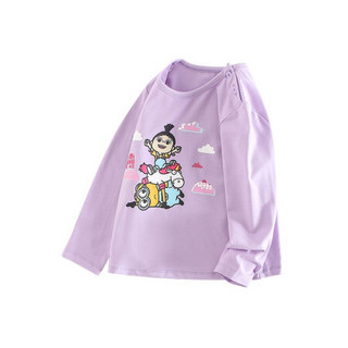 小猪班纳女童长袖T恤宝宝卡通休闲上衣打底衫 薰衣草紫 80cm