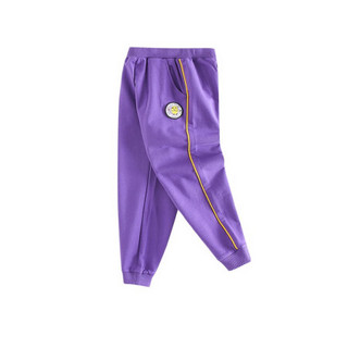 小猪班纳女童运动裤秋季新款中大童束脚长裤 紫色 130cm