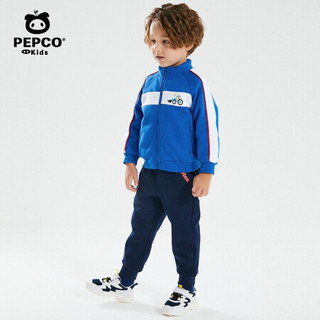小猪班纳男童套装2020秋季新款儿童外套长裤两件套宝宝运动风 经典蓝 80cm