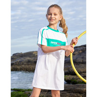 小猪班纳童装2021夏季新款女童休闲爱宠联名款连衣裙撞色织带针织拼接印花 珍珠白 120cm