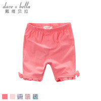 davebella戴维贝拉童装儿童女童夏季花色打底裤 幼儿女宝宝夏装短裤婴儿印花五分裤婴幼童夏天裤子 西瓜红 4T/100cm(建议身高95-105cm)