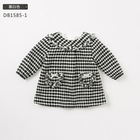 davebella戴维贝拉秋冬季女童圆领长袖公主连衣裙 女宝宝格子裙子 黑白色 7T/130cm