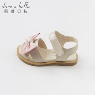 davebella戴维贝拉夏季新款女童公主皮凉鞋 婴童宝宝露趾凉鞋 粉色 175(鞋内长17.5cm)