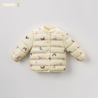 davebella戴维贝拉男童女童冬季新品90绒羽绒内胆 宝宝保暖羽绒服 嫩黄蝴蝶 120cm(6T(建议身高110-120cm))