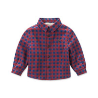davebella戴维贝拉秋冬季新款男女童儿童保暖衬衫 宝宝加绒格子衬衫 红蓝细格 66cm(12M(建议身高59-66cm))