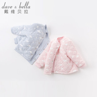 davebella戴维贝拉童装冬季装新款男女宝宝儿童夹棉保暖棉衣内衣 粉紫心型 100cm（4T(建议身高95-105cm））