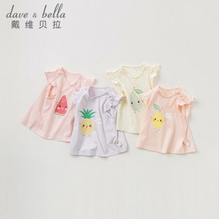 davebella戴维贝拉夏季新品宝宝衣服儿童女童卡通短袖T恤上衣 柠檬印花 110cm(5Y（建议身高100-110cm))