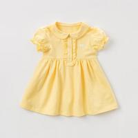 davebella戴维贝拉夏款新品儿童衣服女童连衣裙 婴童宝宝裙子 柠檬黄 66(12M(建议身高66cm))