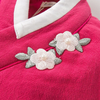 davebella戴维贝拉春春装新款女童汉服裙套装 女宝宝秋冬古装两件套 玫红 100cm（4Y(建议身高95-105cm））
