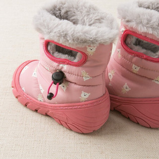 davebella戴维贝拉童鞋冬装新品男女童靴子 宝宝加绒保暖棉靴 粉色 170（鞋内长17.2cm ）