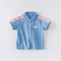 davebella戴维贝拉夏装新款儿童男童短袖T恤男宝宝全棉POLO衫 宝蓝色 130cm(130cm(建议身高120-130cm