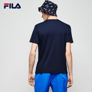 FILA 斐乐官方短袖T恤男圆领2020新品潮流运动休闲LOGO字母上衣 蔡徐坤力荐 群青蓝-NV 190/108A/XXXL