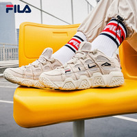 FILA 斐乐官方 BARRICADE 情侣款篮球鞋 学生低帮篮球文化鞋复古休闲鞋女鞋男鞋 女-燕麦色-OM-F52W121202F 42