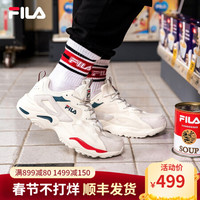 FILA 斐乐 女鞋 斐乐官方TRACER 女子老爹鞋2020新款网面跑步鞋透气休闲百搭跑鞋 微白