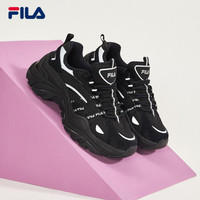 FILA 斐乐 女鞋 斐乐官方 SOFIA鱼刺 吴谨言同款复古老爹鞋女增高鞋2020秋季新款休闲鞋运动鞋 黑-BK-F12W114141A 40