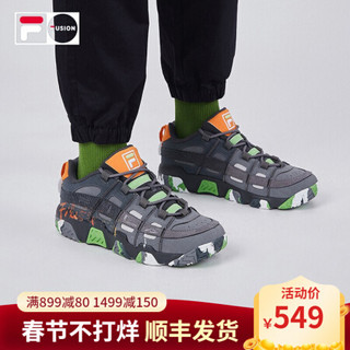 FILA FUSION 斐乐BarricadeLow篮球鞋男2020新款复古运动鞋低帮 深灰/静影灰-DQ 39