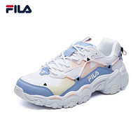 FILA 斐乐官方 FLUID猫爪老爹鞋女 2020秋季新款休闲复古运动鞋女鞋 斐乐白/斜布蓝-FL-F12W114111F 40