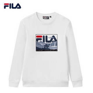 FILA 斐乐官方男子套头卫衣2020冬季新款主题印花休闲时尚卫衣男 标准白-WT 175/96A/L