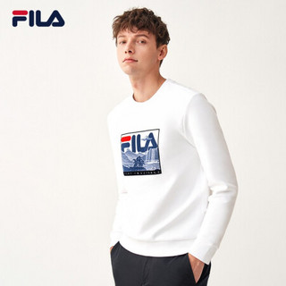 FILA 斐乐官方男子套头卫衣2020冬季新款主题印花休闲时尚卫衣男 标准白-WT 175/96A/L