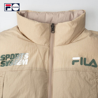 FILA FUSION 斐乐 男士羽绒马甲2020冬新款时尚工装外套白鹅绒服 浅棕-BG 190/108A/XXXL